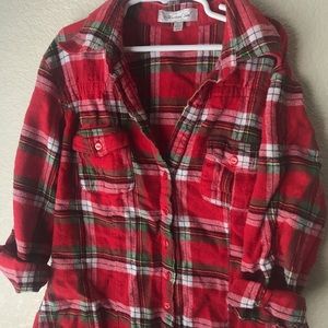 Red Plad Button Up Shirt.